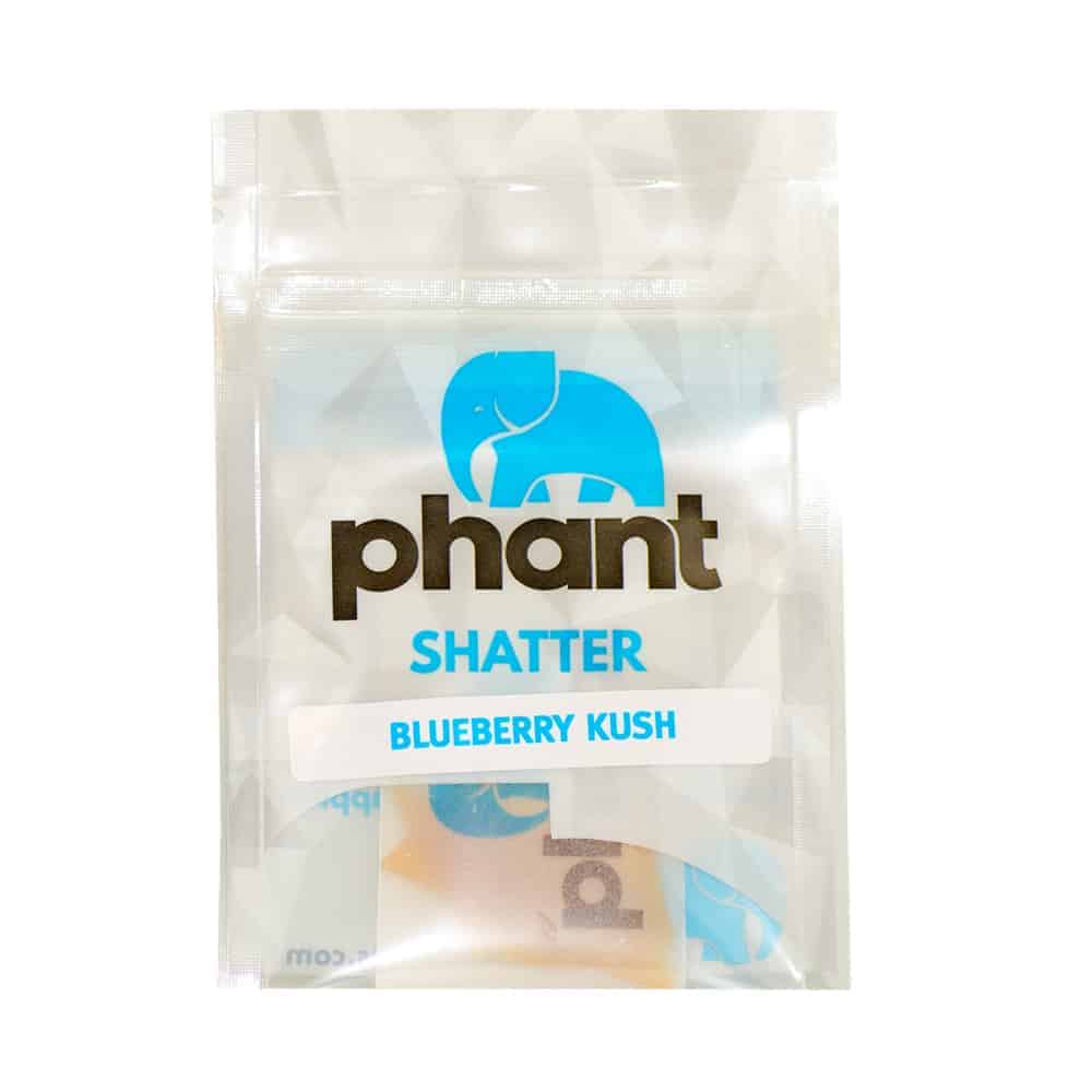 "1 gram bag of Phant Shatter blueberry strain"